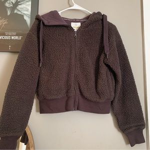 aerie offline cropped sherpa jacket